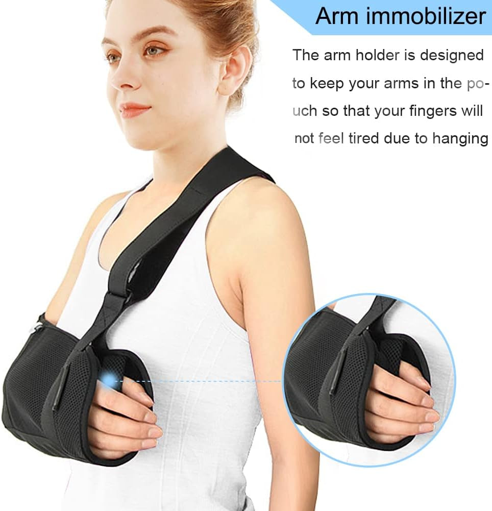 Arm Sling Shoulder Immobilizer for Shoulder Injury with Back Belt Men & Women Shoulder Immobilizer Left and Right Arm Lightweight Rotator Cuff Arm Support for Elbow Wrist Injury -(Size M)