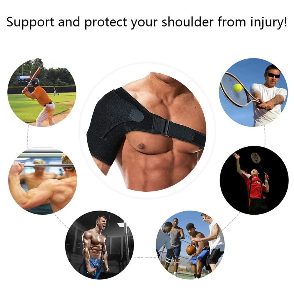 Shoulder Support Stability Brace for Men and Women Adjustable Orthosis Shoulder Compression Wrap Sleeve for Joint Pain Relief