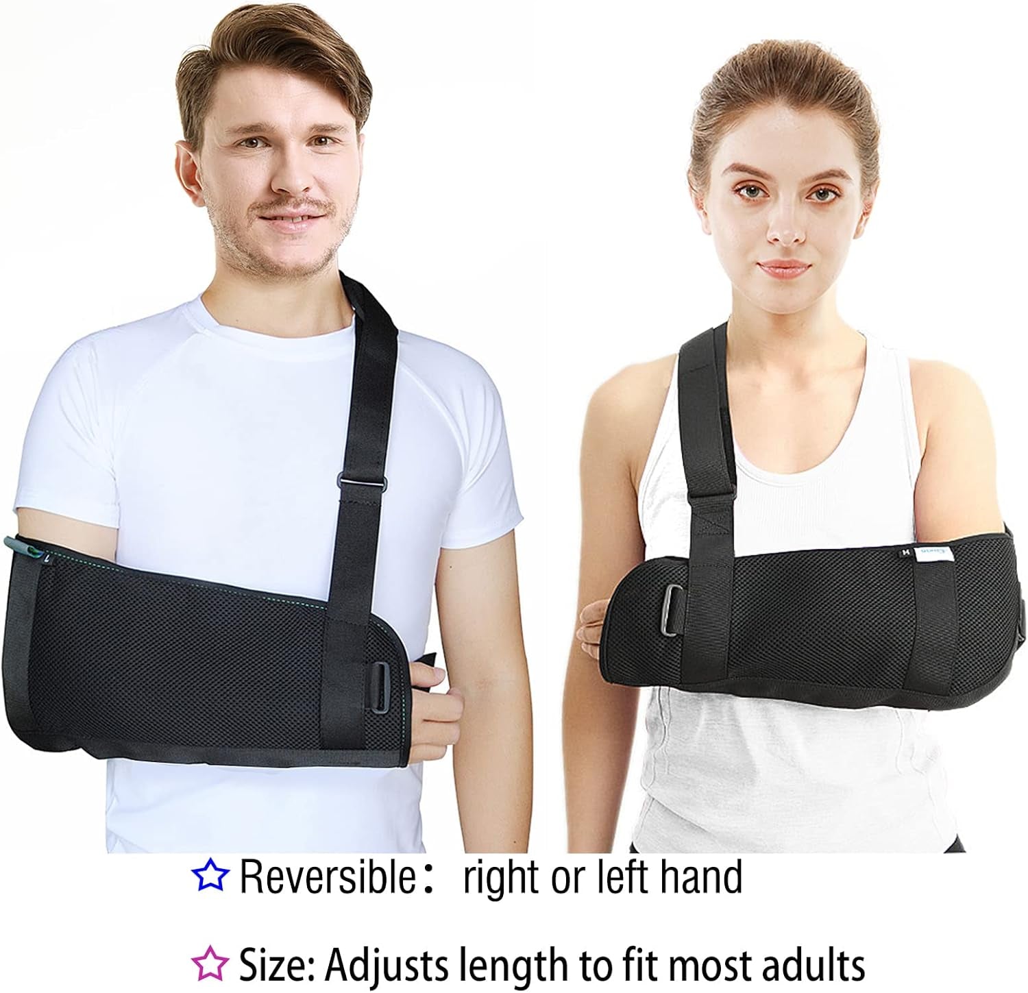 Arm Sling Shoulder Immobilizer for Shoulder Injury with Back Belt Men & Women Shoulder Immobilizer Left and Right Arm Lightweight Rotator Cuff Arm Support for Elbow Wrist Injury -(Size M)