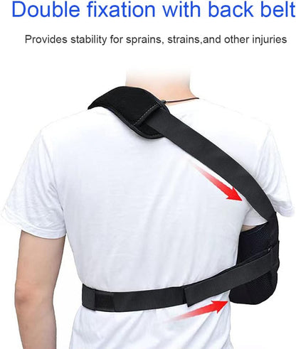 Arm Sling Shoulder Immobilizer for Shoulder Injury with Back Belt Men & Women Shoulder Immobilizer Left and Right Arm Lightweight Rotator Cuff Arm Support for Elbow Wrist Injury -(Size M)