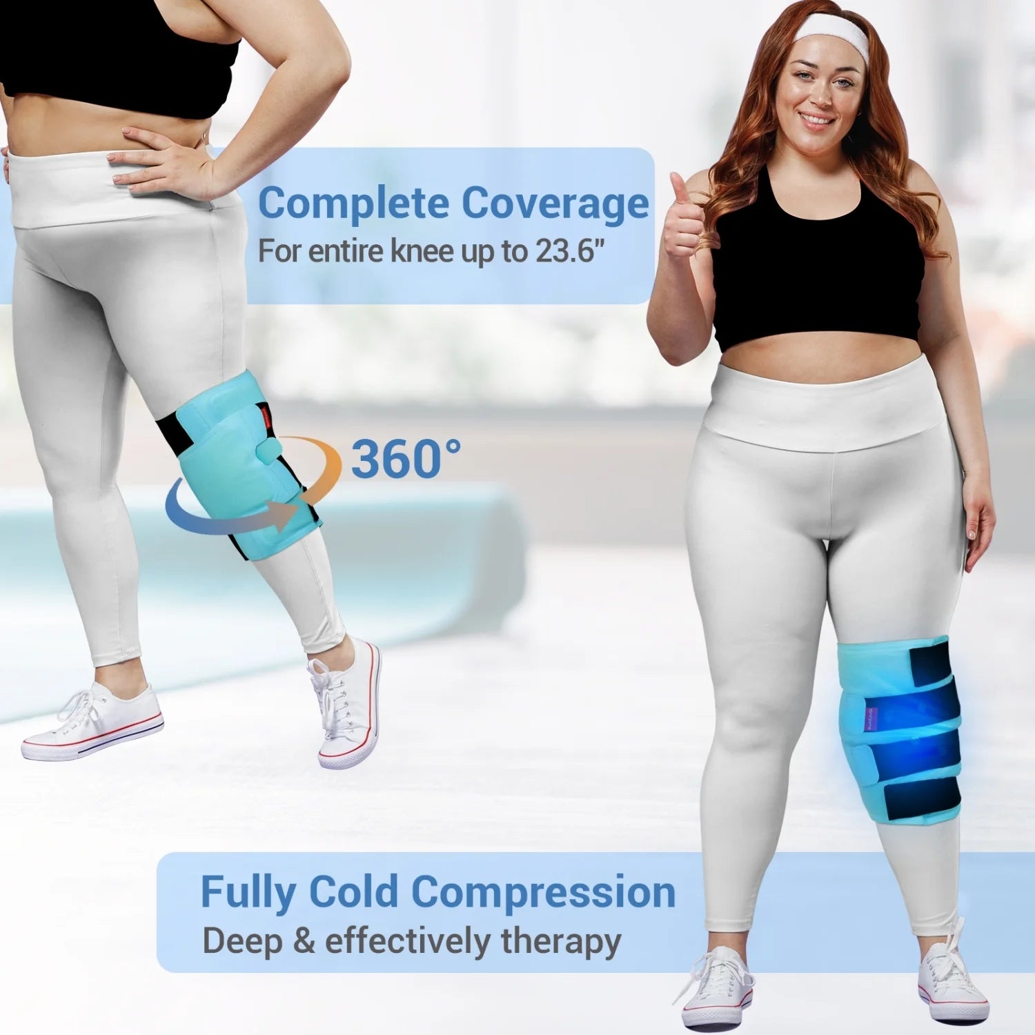 XL Knee Ice Pack Wrap, Reusable Cold Therapy for Knee Pain Relief, Swelling, Bruises