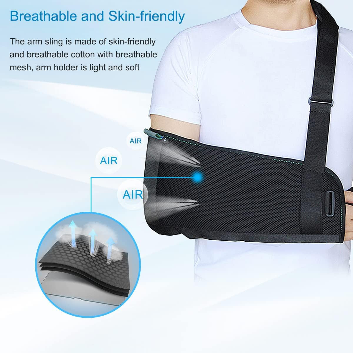 Arm Sling Shoulder Immobilizer for Shoulder Injury with Back Belt Men & Women Shoulder Immobilizer Left and Right Arm Lightweight Rotator Cuff Arm Support for Elbow Wrist Injury -(Size M)