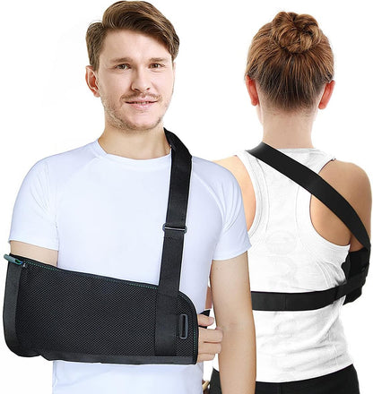 Arm Sling Shoulder Immobilizer for Shoulder Injury with Back Belt Men & Women Shoulder Immobilizer Left and Right Arm Lightweight Rotator Cuff Arm Support for Elbow Wrist Injury -(Size M)