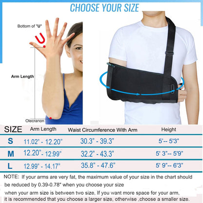 Arm Sling Shoulder Immobilizer for Shoulder Injury with Back Belt Men & Women Shoulder Immobilizer Left and Right Arm Lightweight Rotator Cuff Arm Support for Elbow Wrist Injury -(Size M)