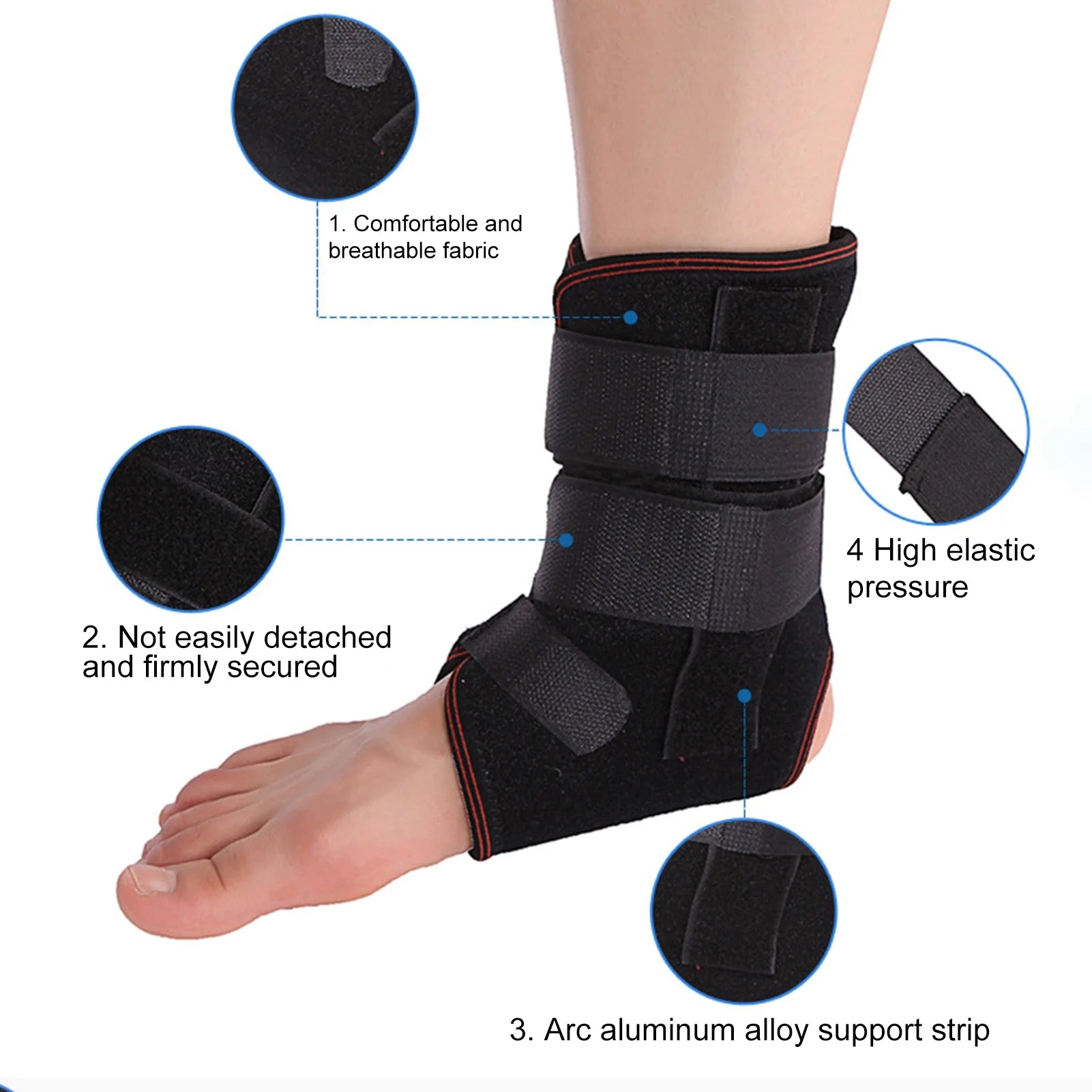 Adjustable Ankle Support Adjustable Ankle Brace for Sprains Injuries Aluminum Alloy Support for Achilles Tendinitis Relief Compression Therapy